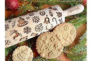 CHRISTMAS GIFTS EMBOSSING ROLLING PIN laser engraved with Christmas symbols CHRISTMAS GINGERBREAD COOKIES