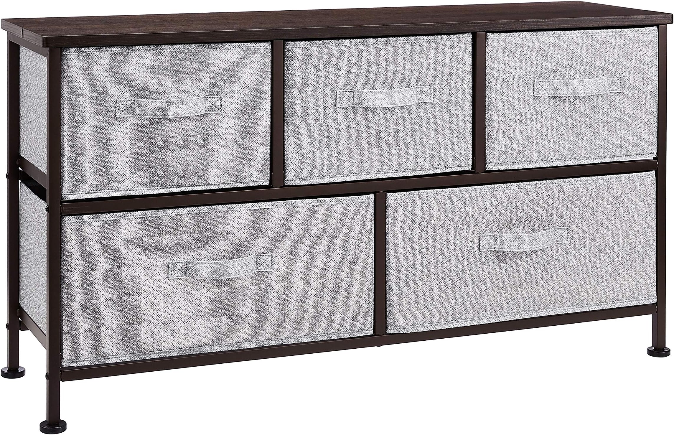 Extra Wide Fabric 5-Drawer Storage Organizer Unit for Bedroom Closet, Bronze