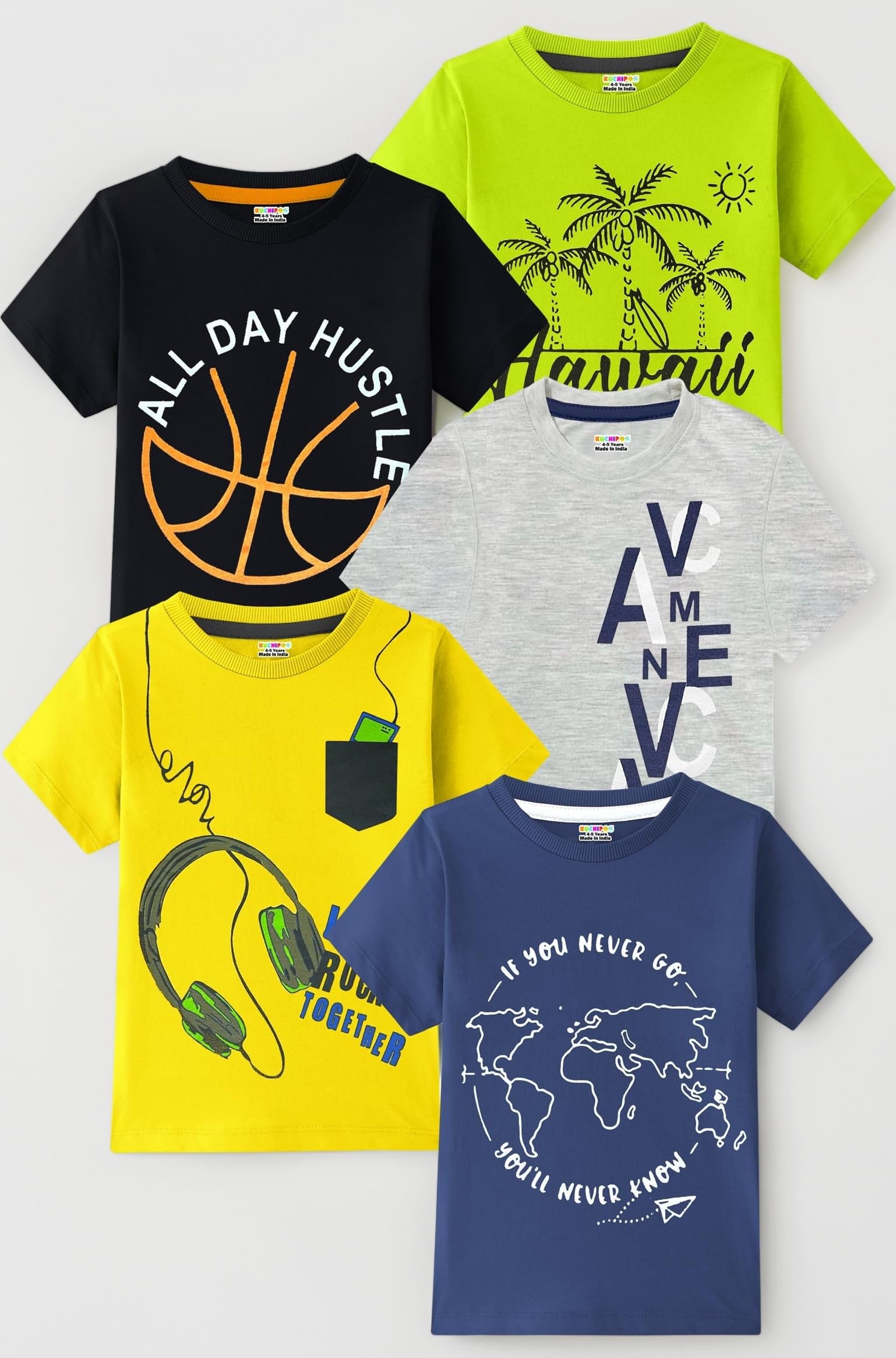 Kuchipoo Boys Half Sleeves Cotton T-Shirt