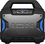 ION Tailgater Boom - Haut-parleur Bluetooth portable extérieur avec micro, FM Radio, USB Port, batterie, IPX5 imperméable, sans fil Stereo-Link, App, 60W