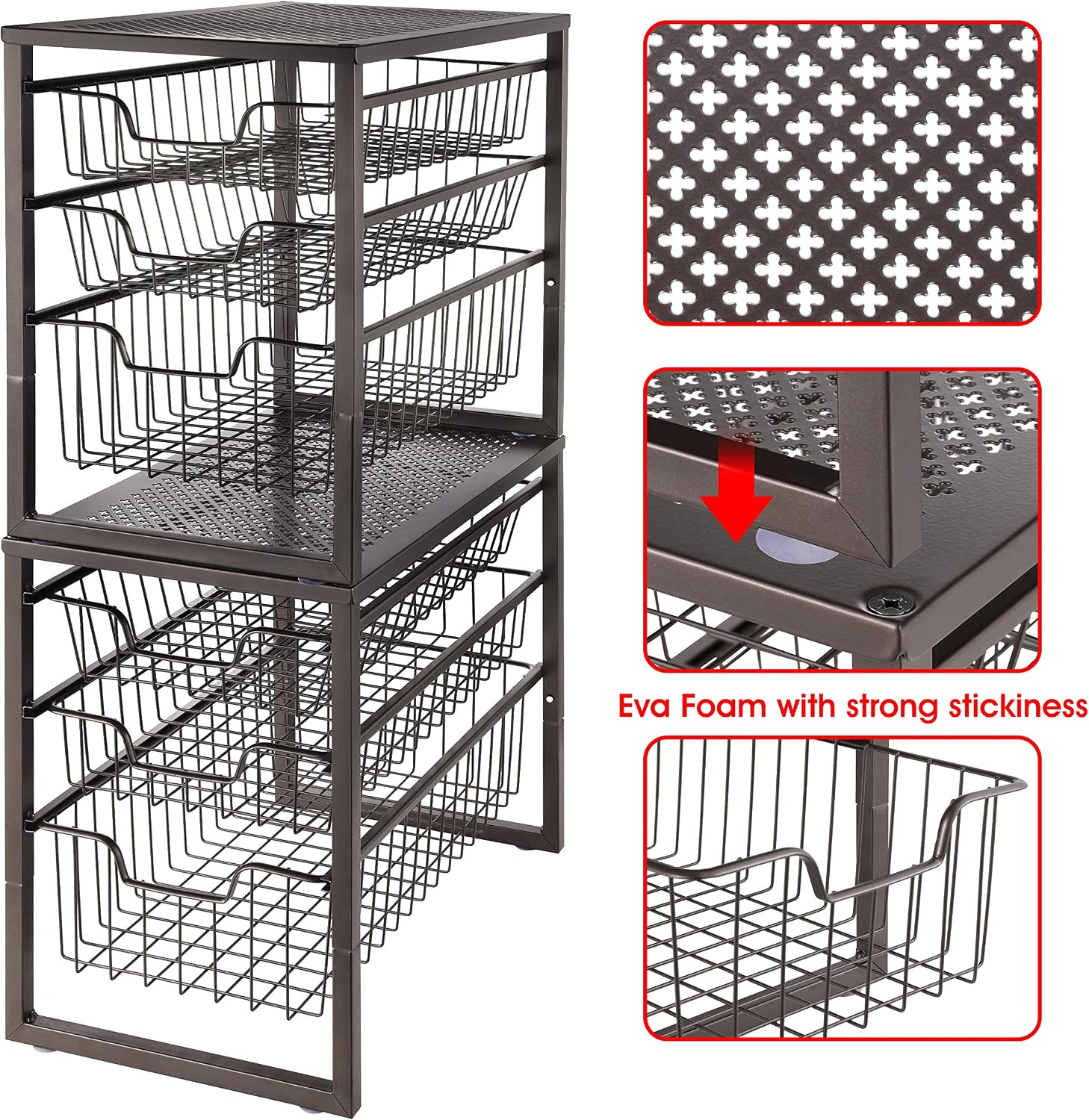 Simple Trending 3-Tier Under Sink Cabinet Organizer with Sliding Storage Drawer, Desktop Organizer for Kitchen Bathroom Office, Stackable,Bronze