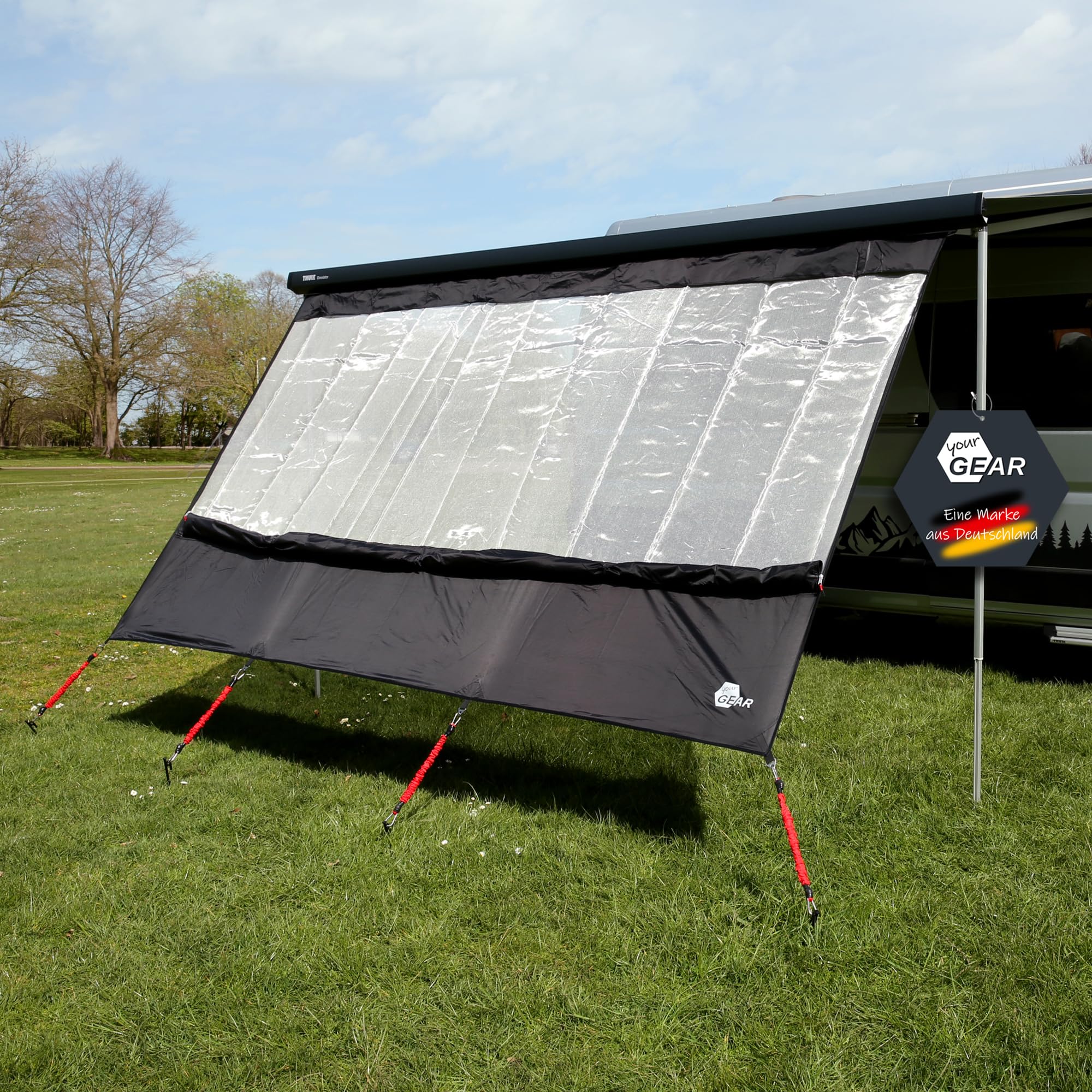 your GEAR Phoenix Sun & Rain 2,4 x 2 m - Markisenvorderwand mit Cover und innovativem Silver-Black-Mesh