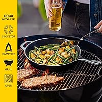 Vista 4 de Lodge 10.25 Inch Cast Iron Skillet – Pre-Seasoned Frying Pan with Teardrop Handle – Oven, Stovetop, Grill & Campfire Use – Made in USA – Durable