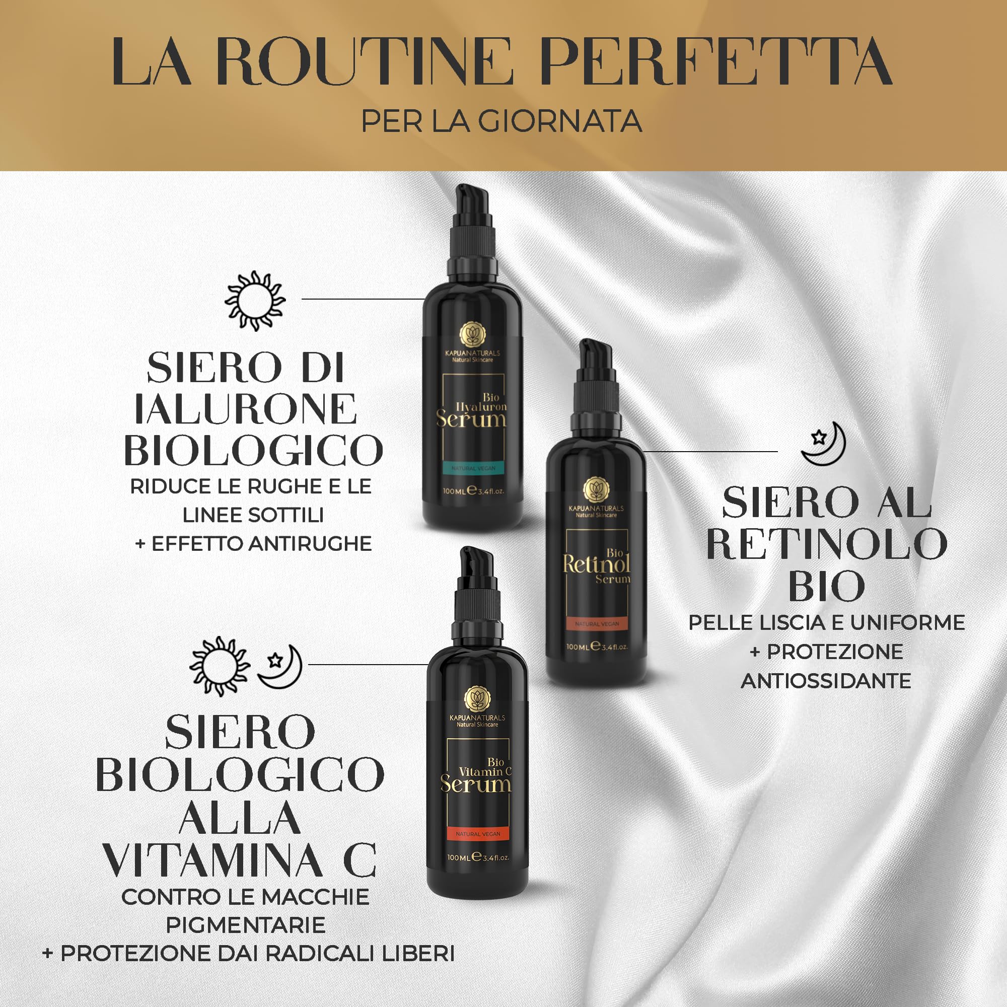 Set regalo per la cura del viso BIO - 3x100 ml - Regali per donne - Vegan - Siero di ialurone + di retinolo + di Vitamina C - Set regalo per donne - Regalo per la fidanzata - San Valentino, Natale