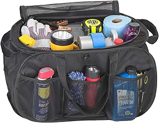 Smart Design Pop Up Trunk Organizer w/ Easy Carry Handles, Side Pockets, & Zipper Top - 23 Inch - Durable Fabric Collapsible Design - Home Organization (Holds 50 lbs.) [Black]