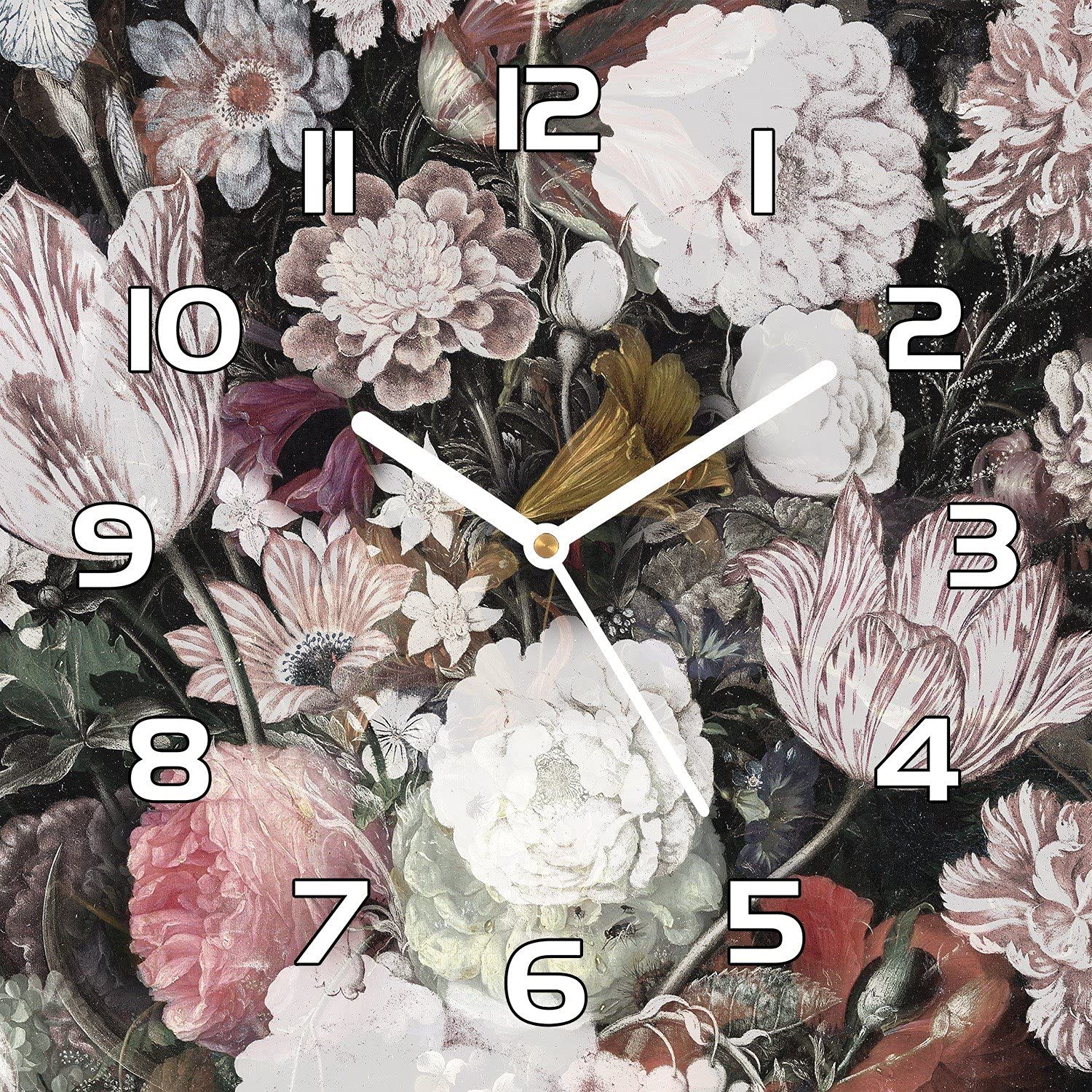 Horloge murale vintage floral néerlandais Coloray pour habiller un mur blanc vide