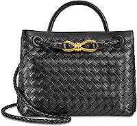 HandmadeCrossbodyWallet Woven Vegan Leather Tote Bag for Women - Designer Top Handle Shoulder Purse with Adjustable Strap