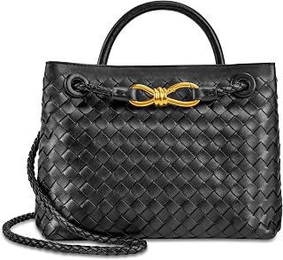 HandmadeCrossbodyWallet Woven Vegan Leather Tote Bag for Women - Designer Top Handle Shoulder Purse with Adjustable Strap