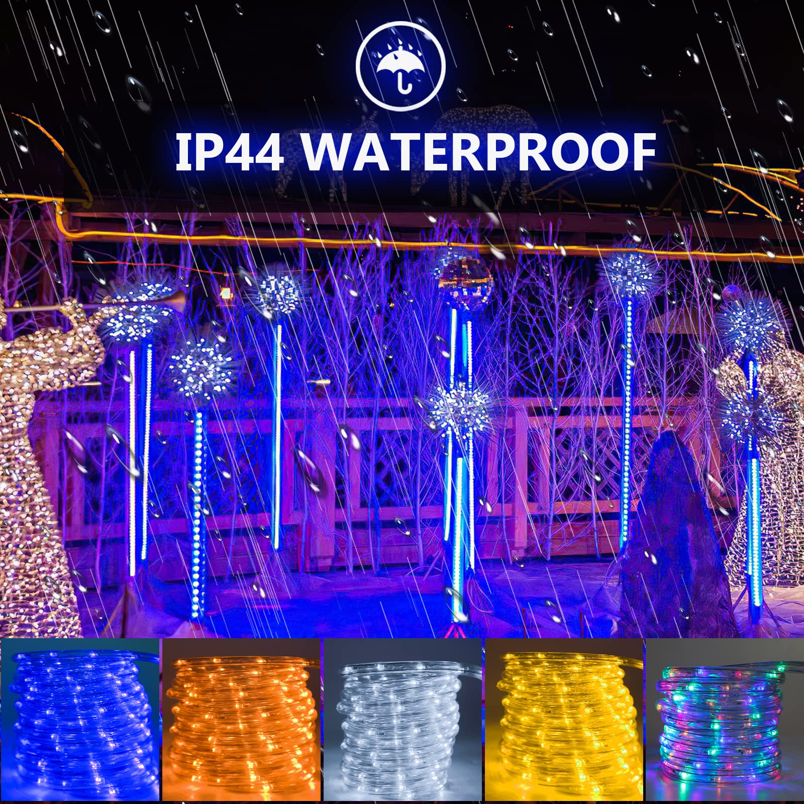 Ikodm 20m LED Lichtschlauch, 480 LEDs Lichterschlauch 8 Modi,Lichtschlauch Außen Lichterkette LED Schlauch mit Timerfür Innen Außen Garten Party Weihnachten Deko - Blau