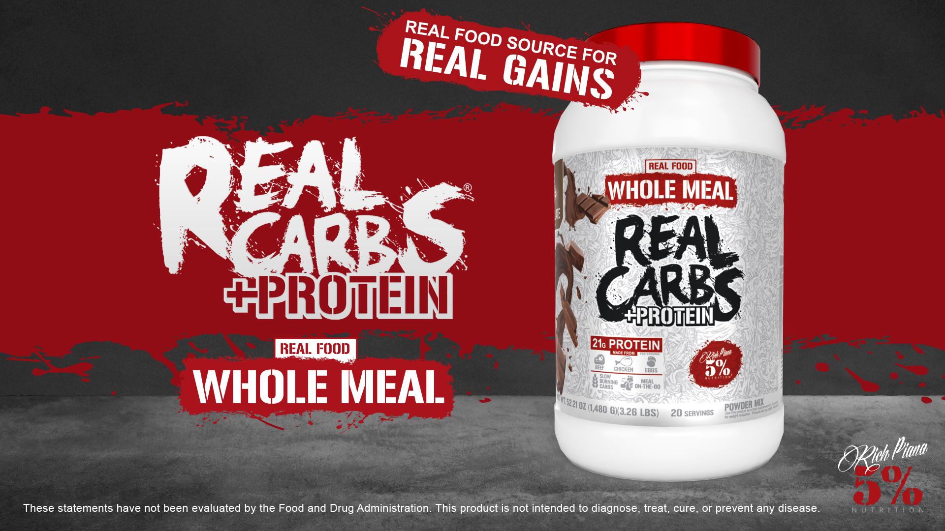 Amazon.com: 5% Nutrition Rich Piana Real Carbs + Protein | Clean