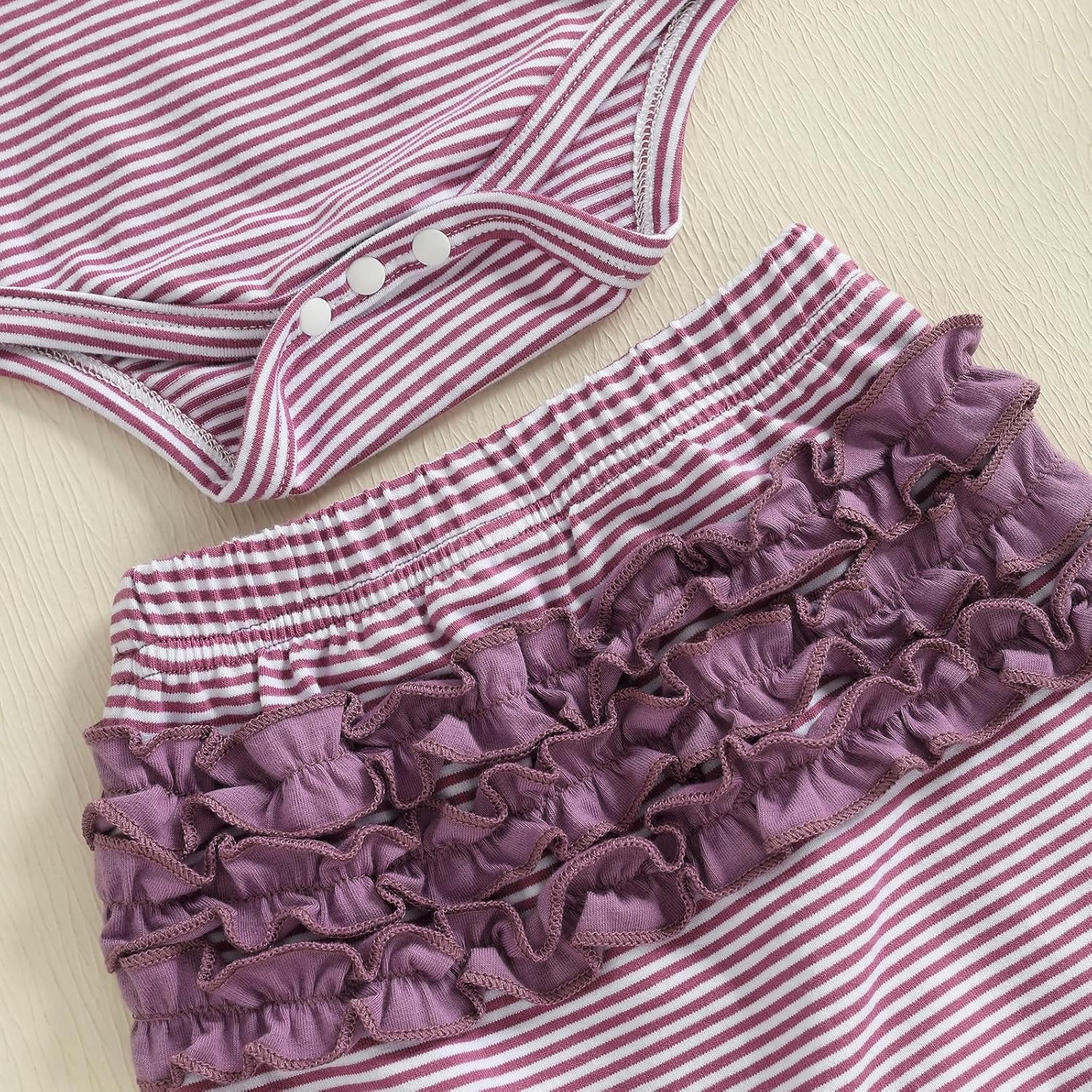 Newborn Baby Girl Clothes Ruffles Striped Long Sleeve Romper Bodysuit Elastic Pants Set Cute Fall Winter Outfits - Image 5
