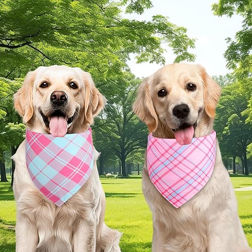 Miniatura 3 de Bandana rosa para perro niña, 2 unidades, bufanda de primavera de verano, pañuelo reversible triangular duradero para cachorros y mascotas