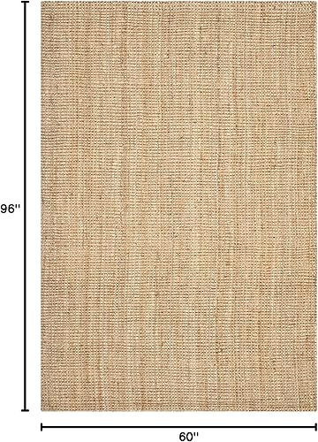 Vista 54 de Safavieh Natural Fiber Collection NF747A tapete de yute natural tejido a mano (5" x 8"), Yute, Natural Natural,Blanque/Marfil,Gris