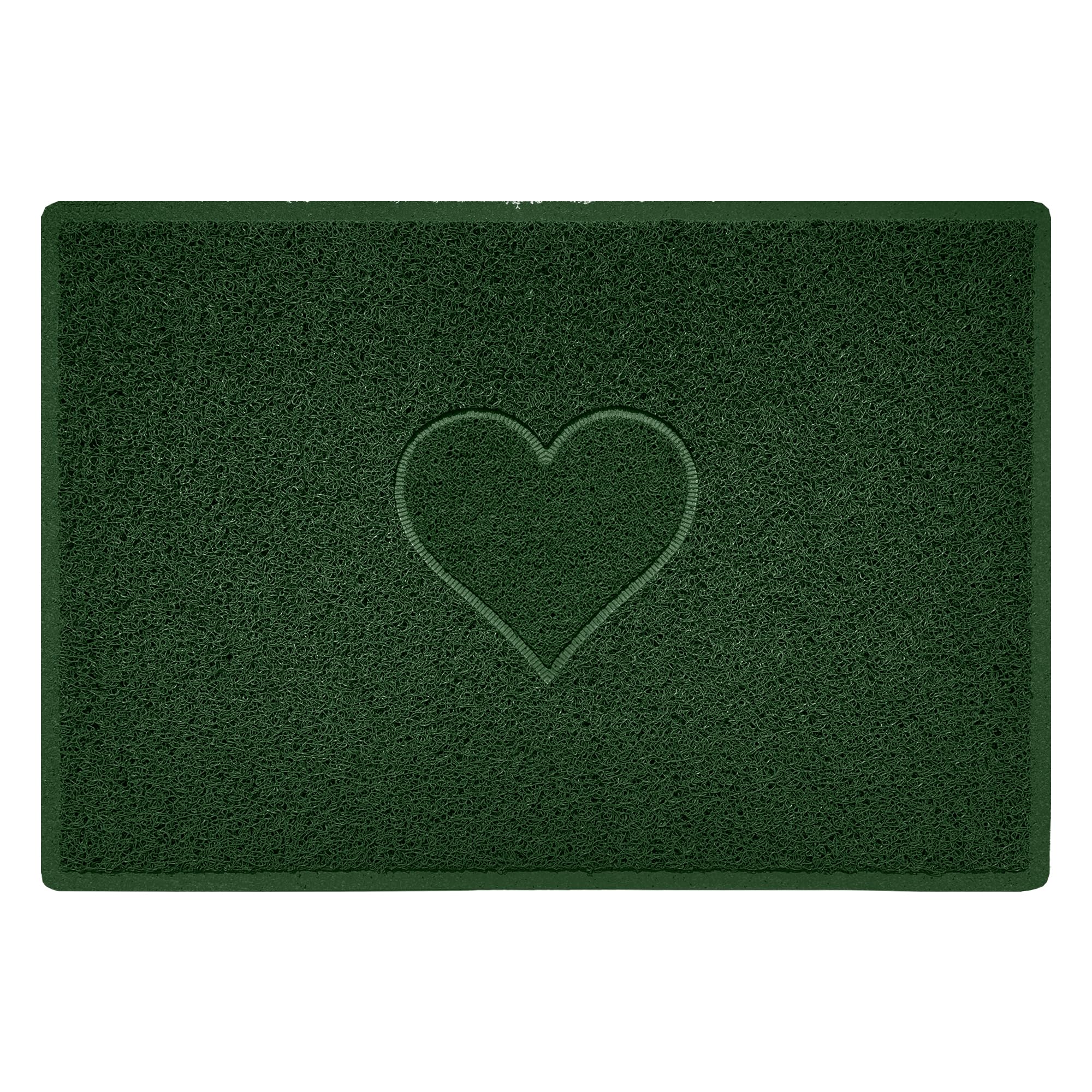 Nicoman Embossed PVC Spaghetti Pressed Heart Doormat - Green - 90cm x 60cm