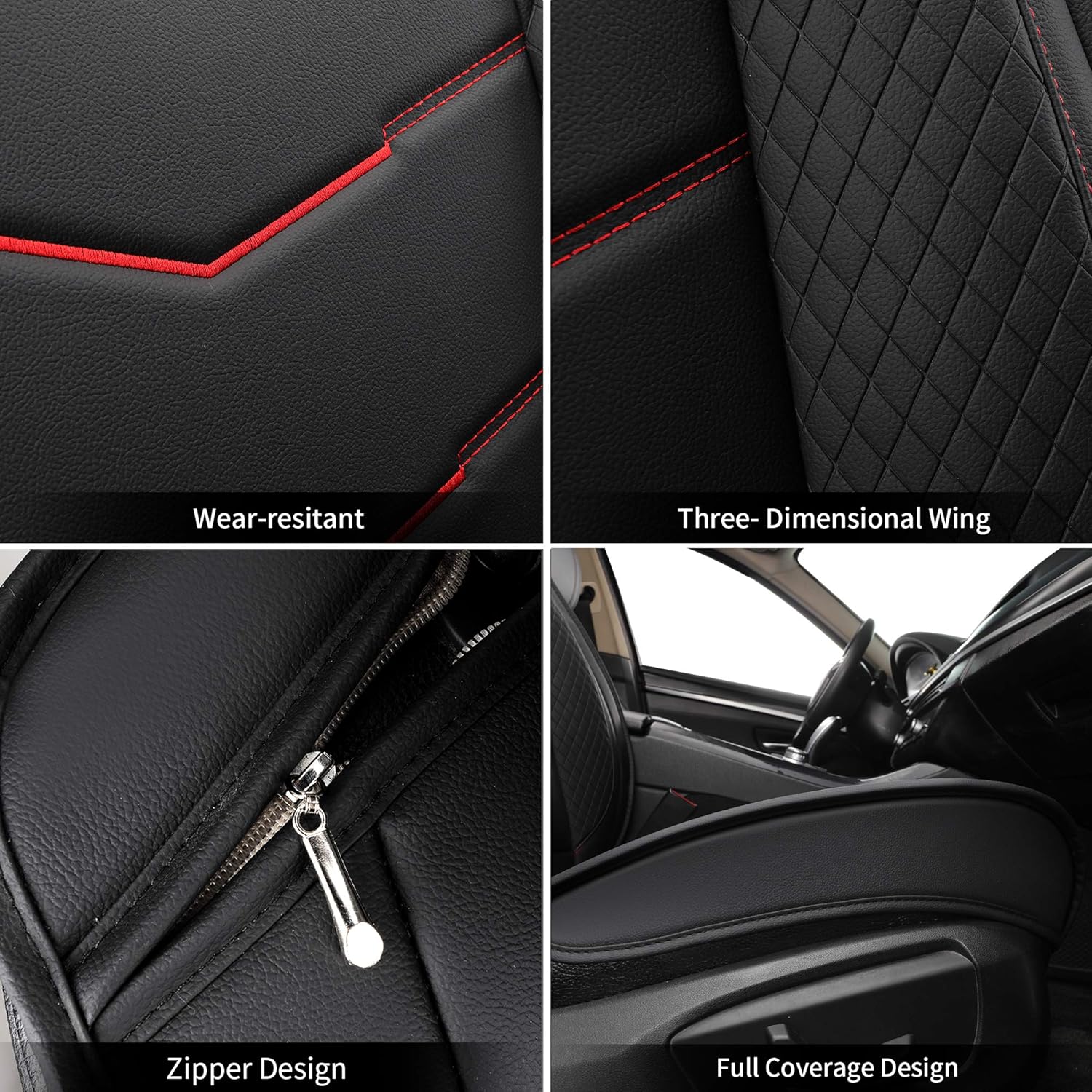 Get Discount 70% Price SYNOME Leather Car Seat Covers, Faux Leatherette Automotive Vehicle Cushion Cover for 5 Seats Cars SUV Pick-up Truck Universal Fit Set for Auto Interior Accessories (Black-red) Get Popular Offer SYNOME Leather Car Seat Covers, Faux Leatherette Automotive Vehicle Cushion Cover for 5 Seats Cars SUV Pick-up Truck Universal Fit Set for Auto Interior Accessories (Black-red)