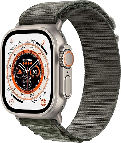 Apple Watch Ultra GPS + Cellular 1.929 in - Funda de titanio con bucle alpino verde, pequeña (renovado)