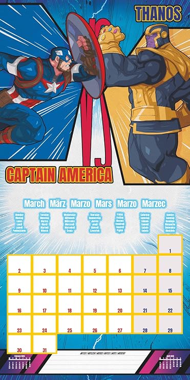 Pyramid International MARVEL 2026 Square Wall Calendar – Official 16-Month Superhero Calendar Featuring Avengers, Spider-Man & More – Gift for Marvel Fans & Comic Book Collectors