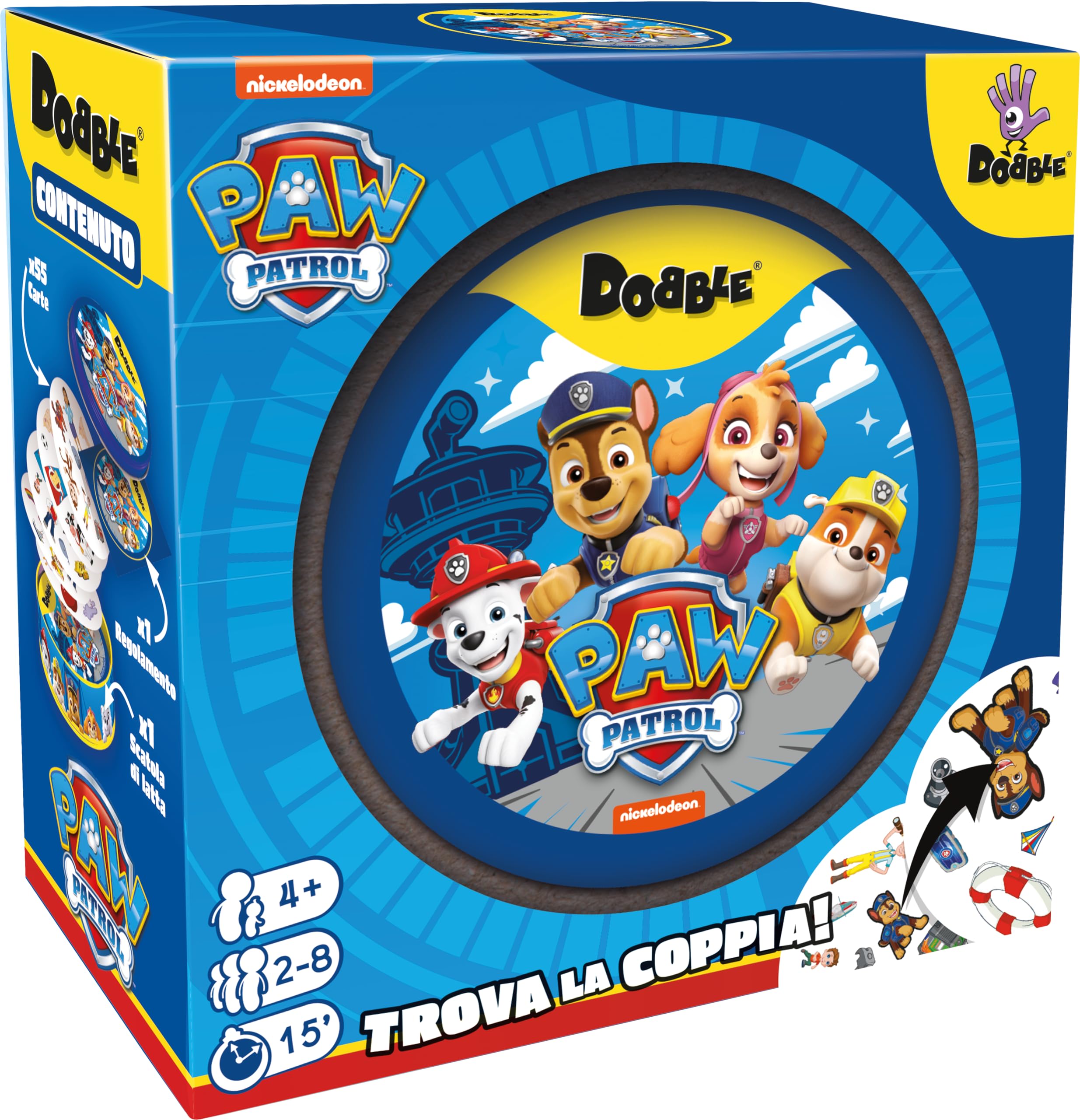 Asmodee - Dobble: Paw Patrol, Divertente Gioco di Carte per Tutta la Famiglia, Eco-Sleeve, 2-8 Giocatori, 4+ Anni, Edizione in Italiano