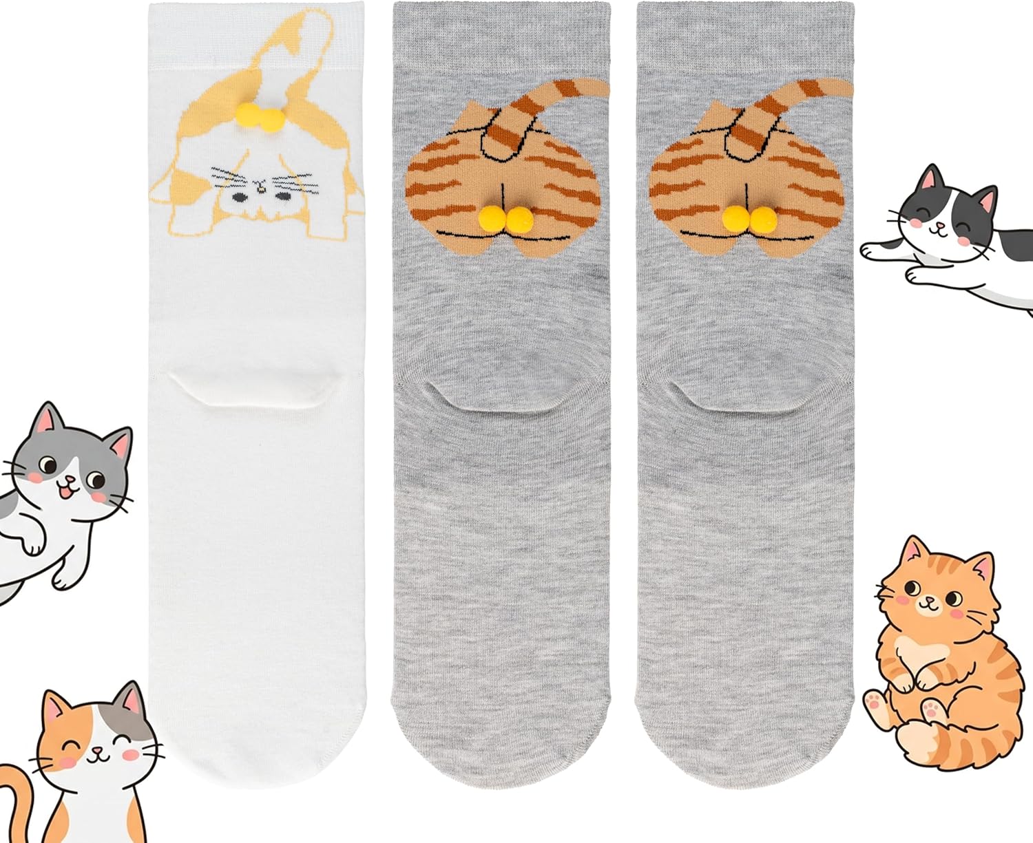 BenSorts Women's Novelty 3D Cat Ball Socks 3 or 6 Pairs Cats Lovers Gift image 5