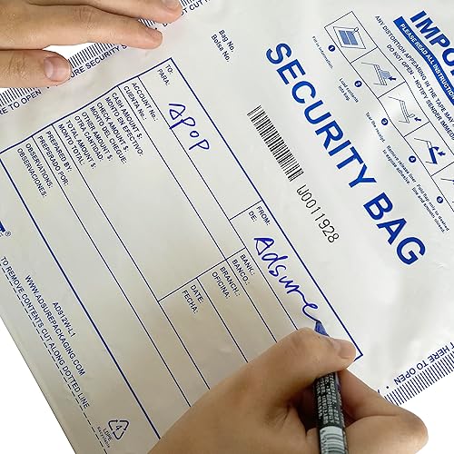 Miniatura 4 de Bolsas de plástico para depósito bancario de 9 x 12 pulgadas  Depósitos bancarios seguros, manejo de efectivo o transporte seguro de divisas