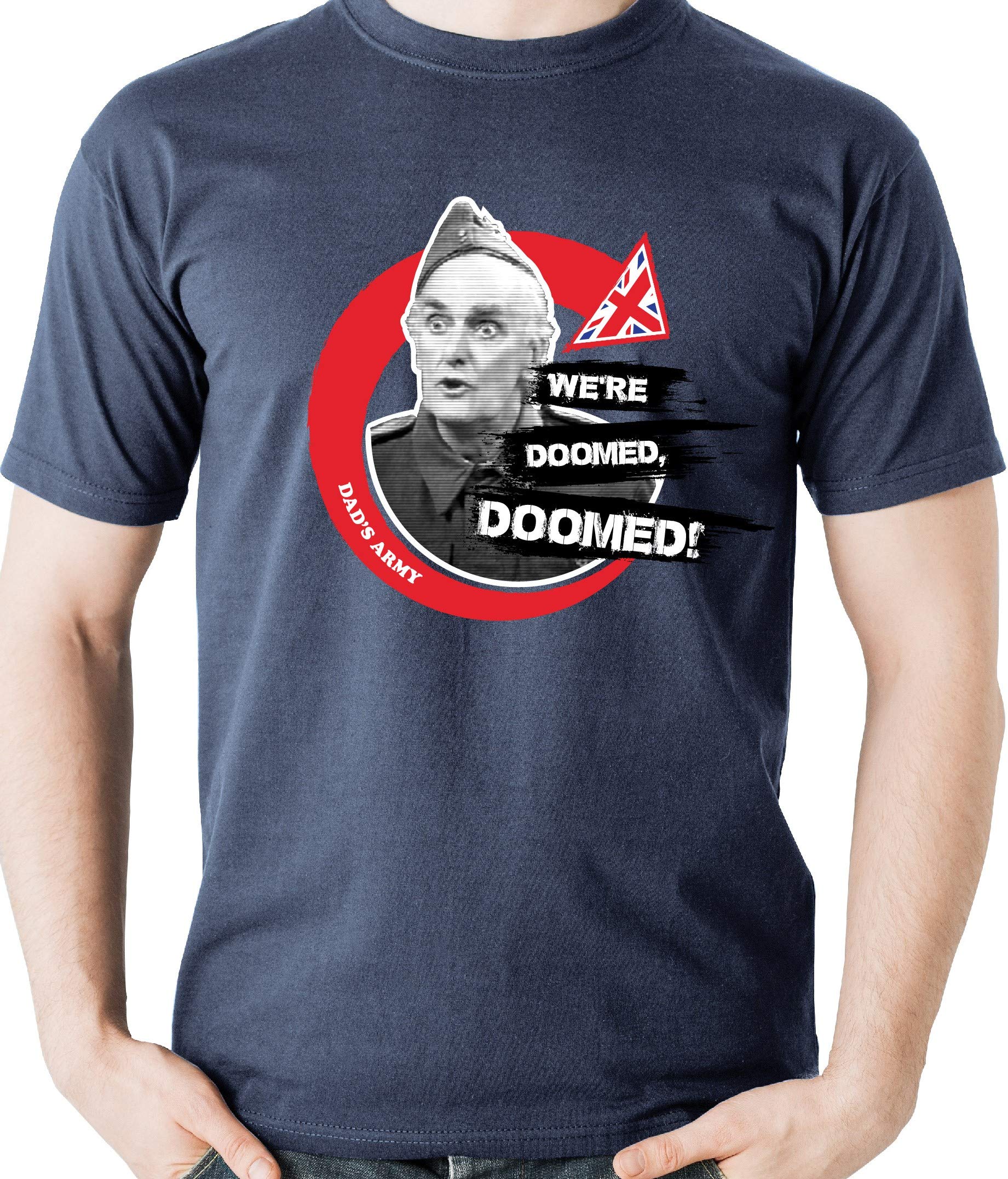 Dad's Army We're Doomed Officially Licensed T-Shirt Size Medium Navy