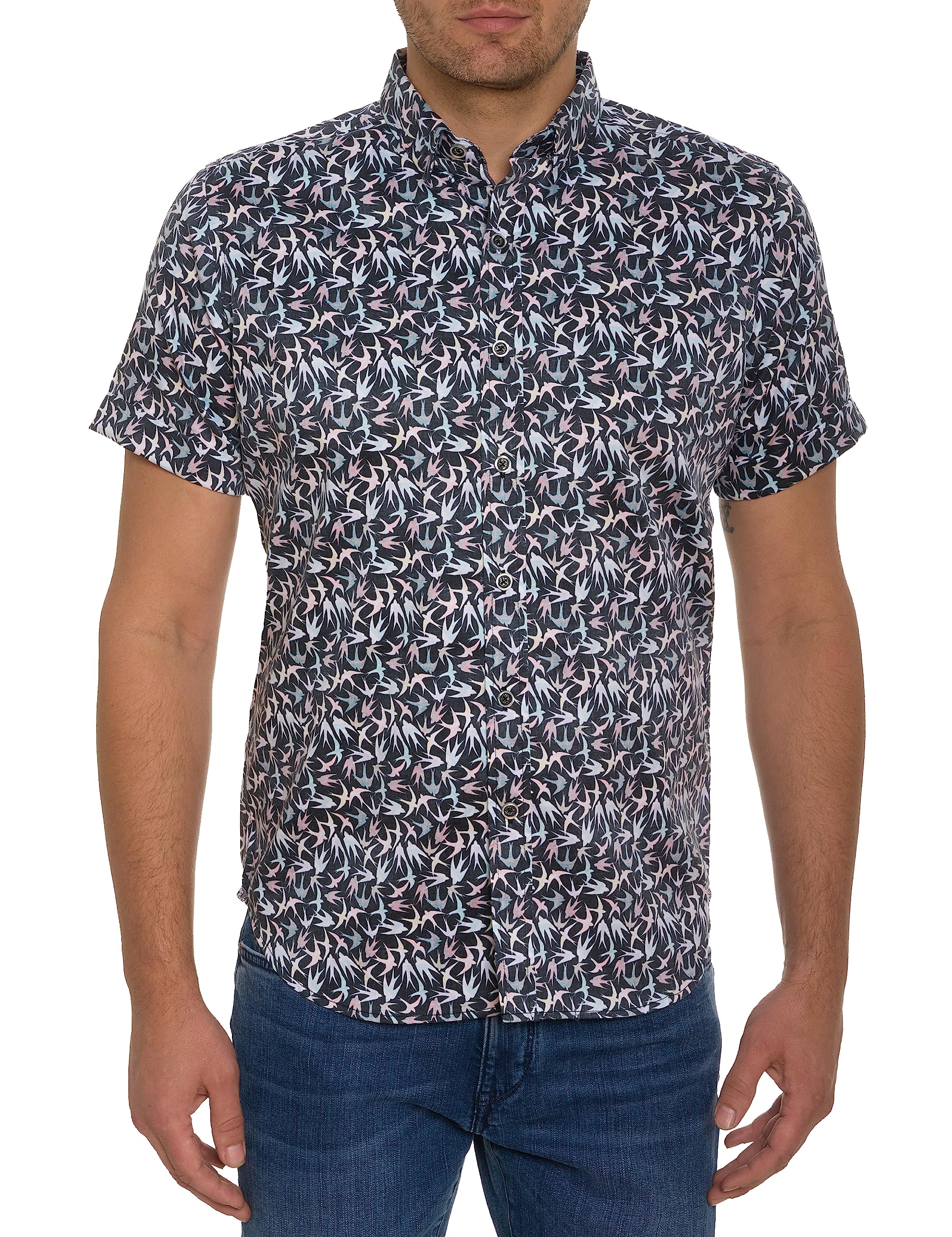 Robert Graham Herren S/S Woven Shirt Hemd mit Button-Down-Kragen