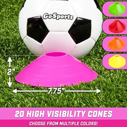 Miniatura 2 de GoSports Premium Sports Cones for Agility Training and Drills - 20 Pack with Tote - Orange, Green, Pink, Yellow, or Red