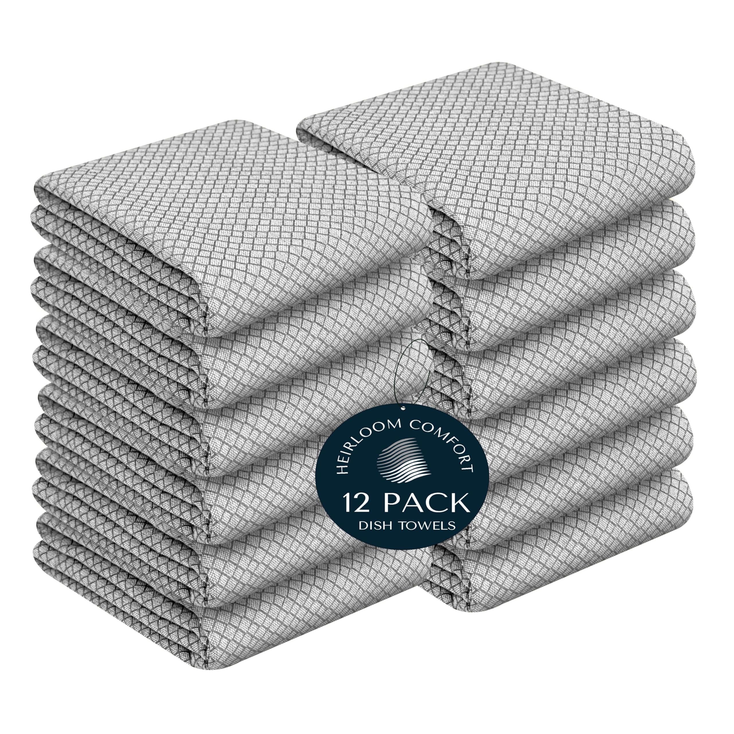 Strofinacci da cucina grigi a nido d'ape, 40 x 66 cm, 100% cotone, ad asciugatura rapida, ultra assorbenti, riutilizzabili, per asciugare i piatti, la pulizia e gli accessori per la