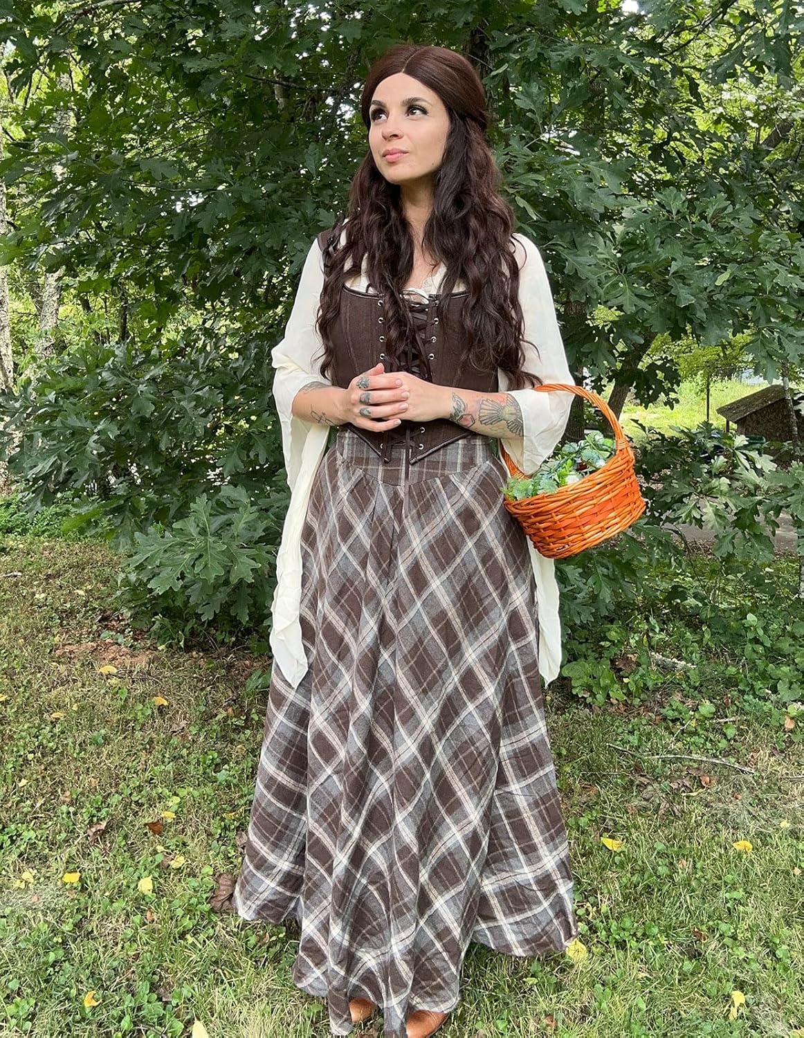 Scarlet Darkness Victorian Skirts for Women Plaid Maxi High Waist Long Skirt - Image 3