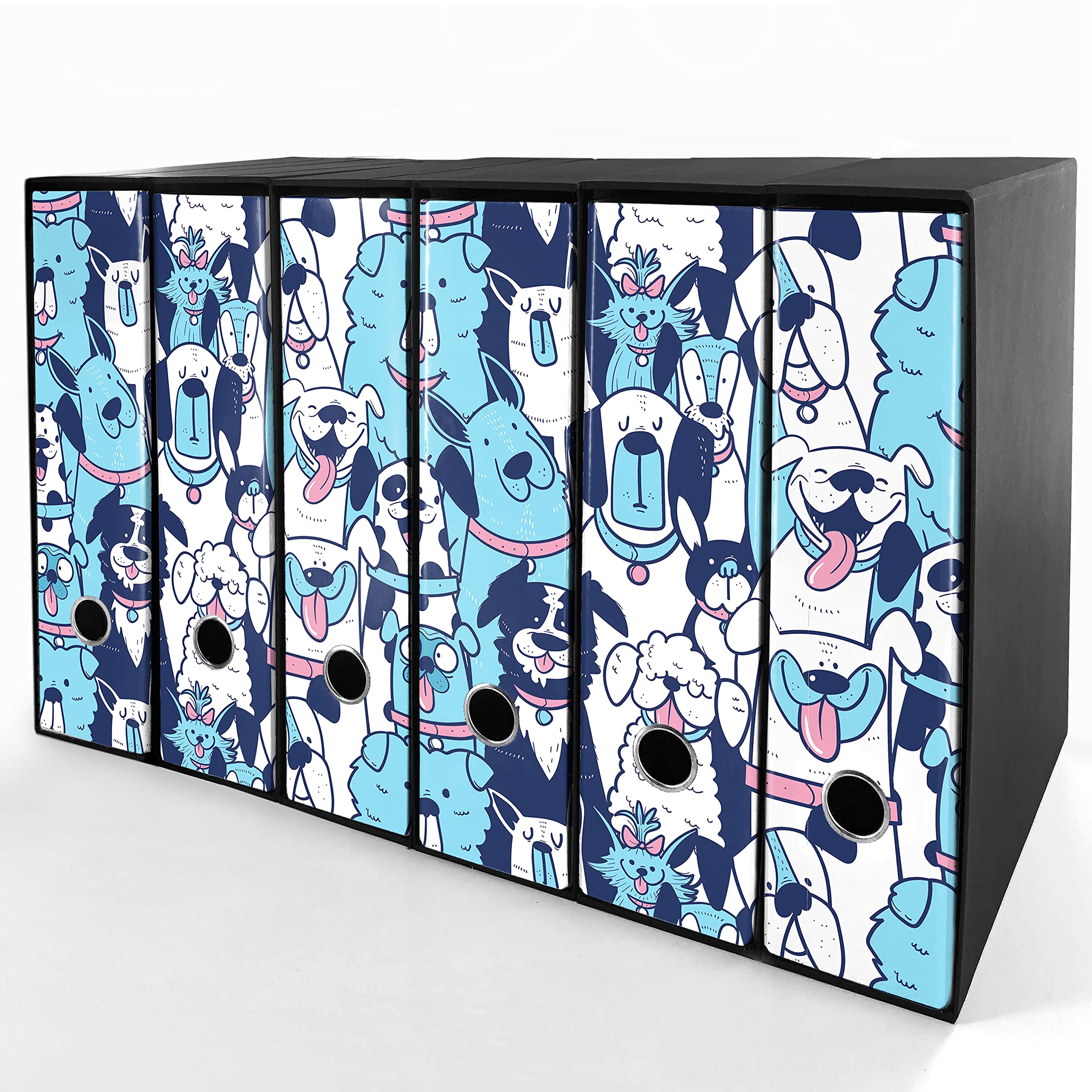 Set da 6 raccoglitori ad anelli - AMICI CANI (H34 cm con 4 anelli)