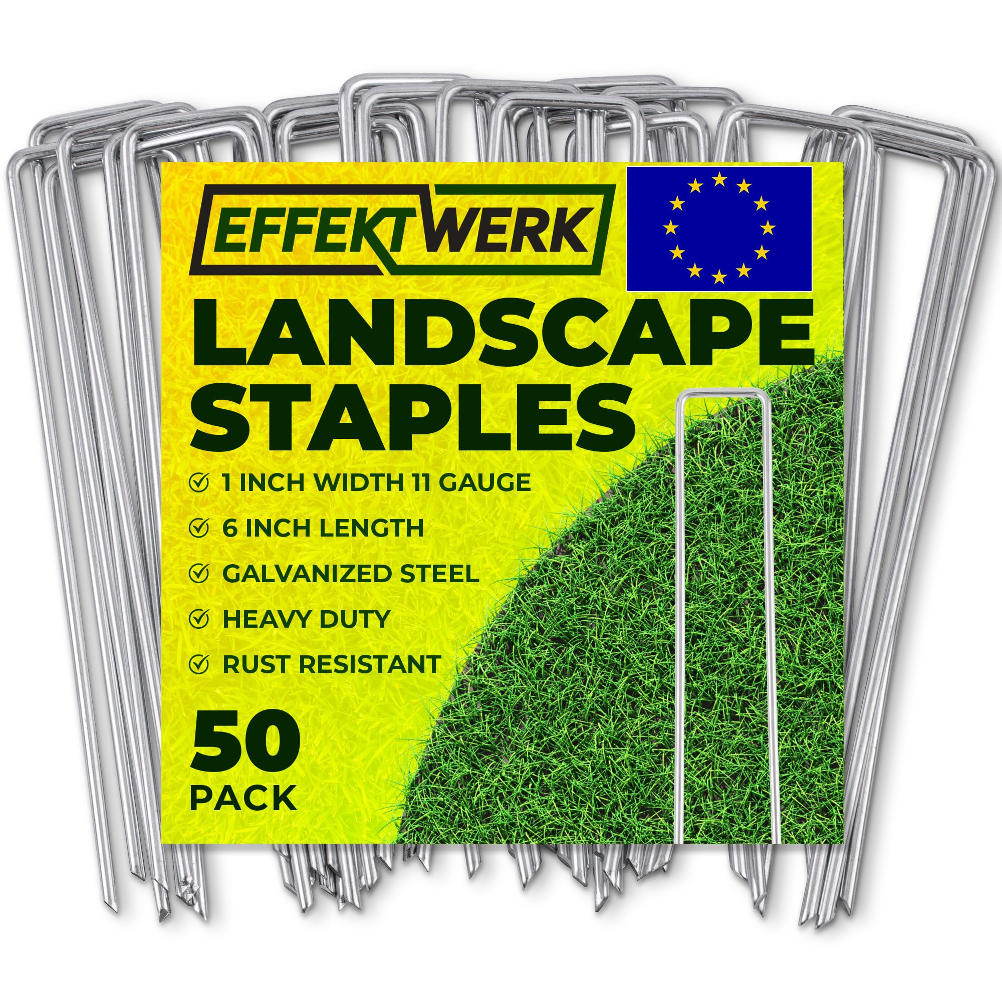 50 Piquets De Jardin Galvanisés En U - 150 Mm Pour Fixer Tissus, Gazon Artificiel Et Filets
