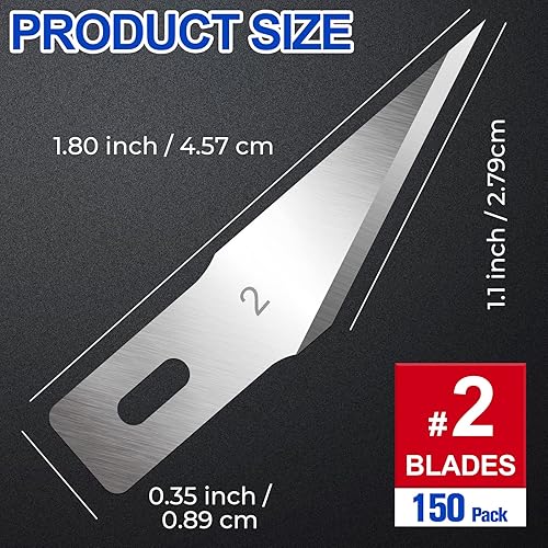 Miniatura 26 de DIYSELF 150 cuchillas de repuesto para cuchillos de pasatiempo, cuchillas de cuchillo Sharp Exacto #24, repuestos de cuchillas de cuchillo de hobby