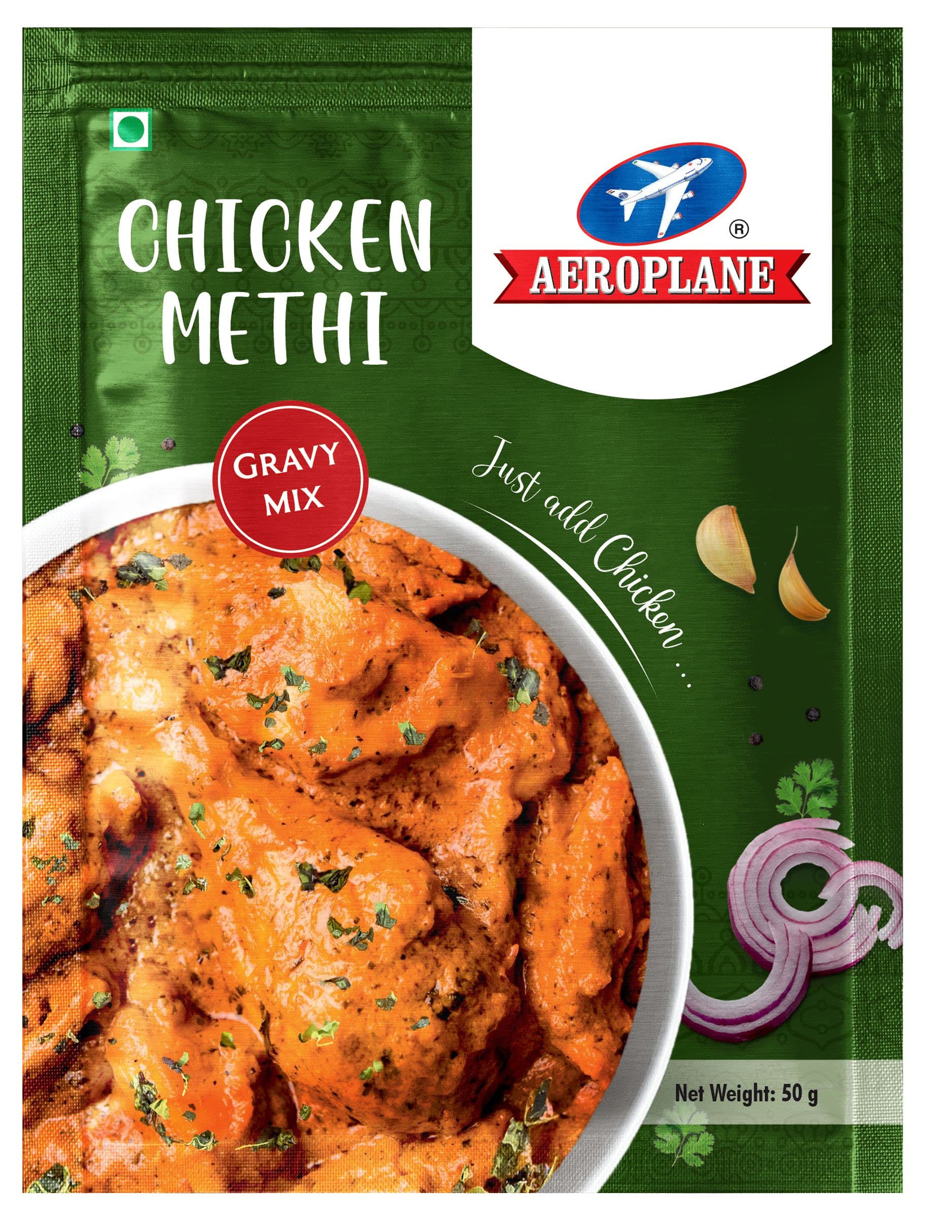 AEROPLANE Chicken Methi Masala Gravy Mix (50g Pack) | Instant Spice Blend for Flavorful, Aromatic Chicken Methi Curry with Fresh Fenugreek (B09SHGS57K) Amazon Price History, Amazon Price Tracker