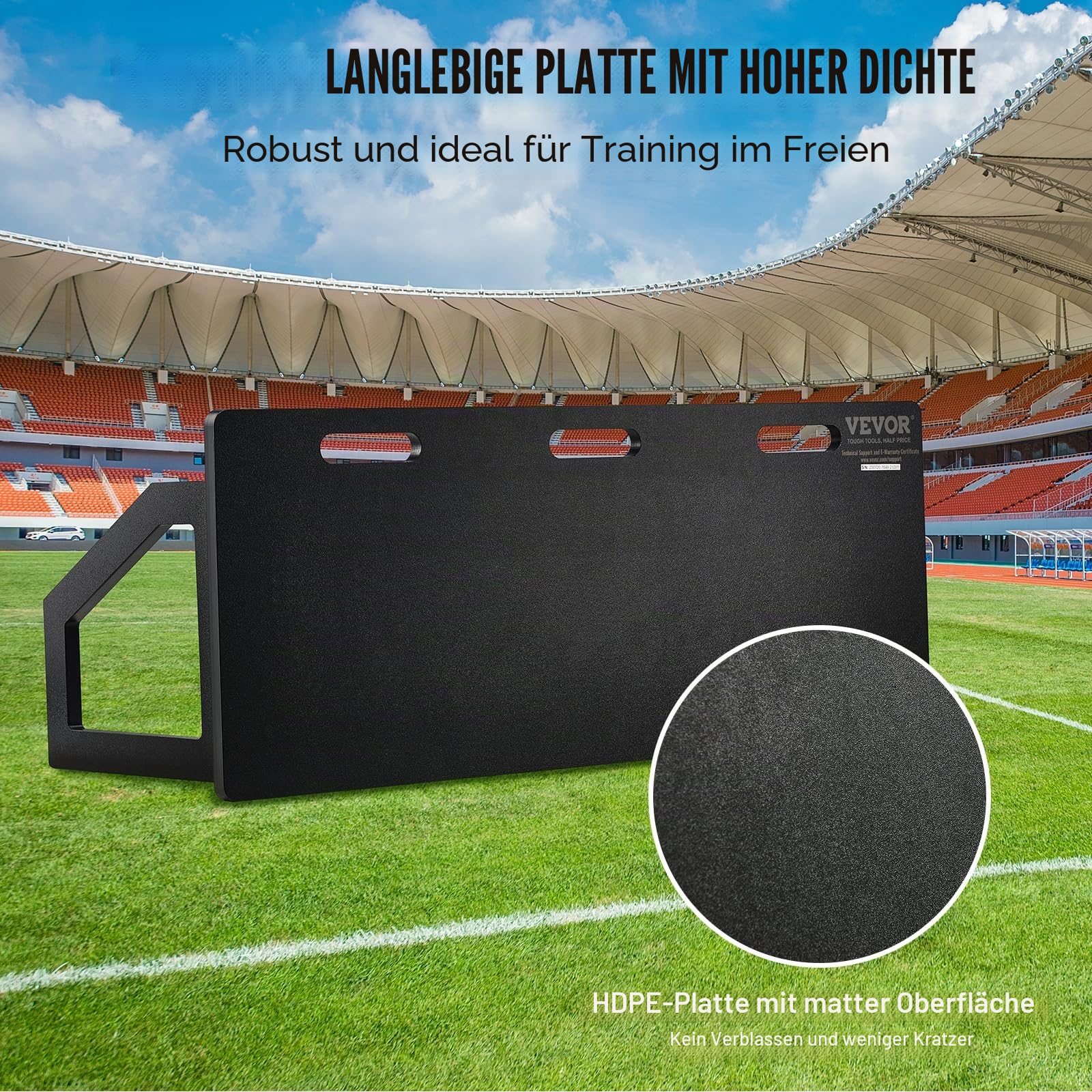 VEVOR Fußball Rebound Board, Tragbares Prellwand Brett 1150 x 450 mm, HDPE Rebounder Wand-Rebound-Ausrüstung, Kinder & Jugendliche, Trainingsbrett Rebounder Kicker für Fußballtraining Schwarz
