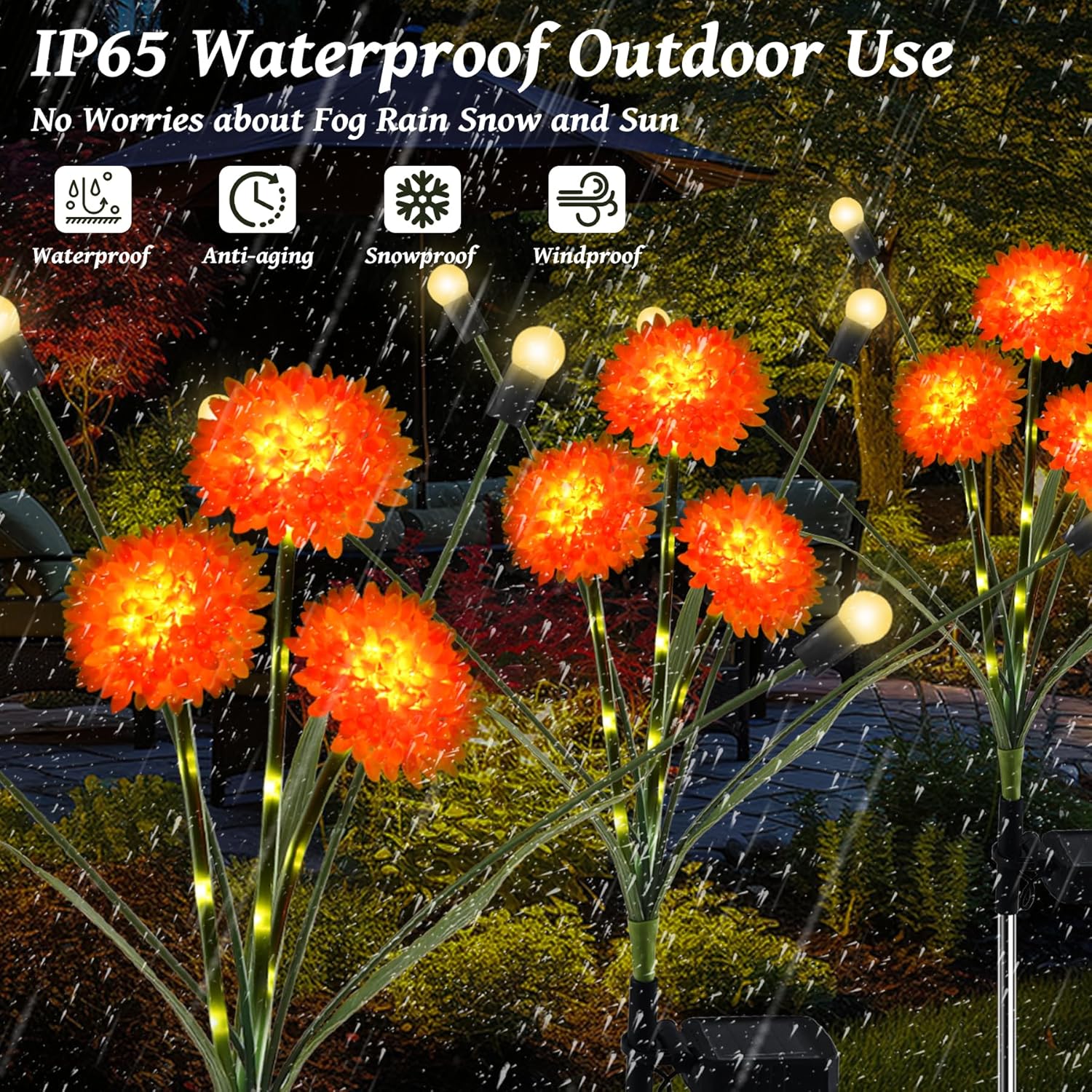 ZENFLORAL'S 6 Pack Solar Garden Lights with Flower and Firefly Decor, Waterproof LED Solar Flowers Outdoor,2 Mode Light for Garden,Patio,Yard,Pathway,Decoration Gifts for Women Mother's Day