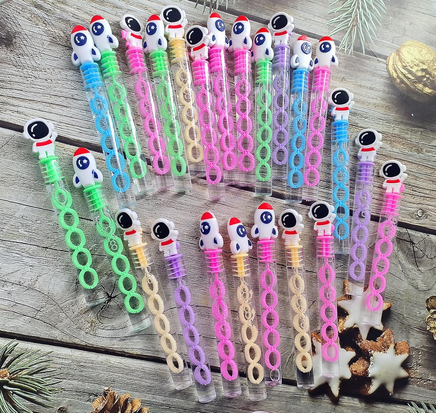 24 Pcs Mini Bulk Bubbles Spaceman Rocket Wands Party Supply, Space Classroom Students Prizes