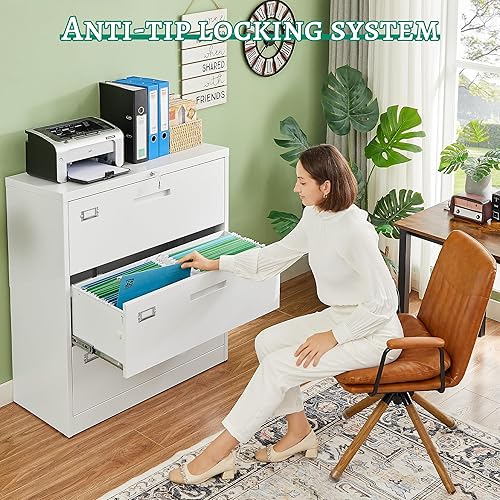 Miniatura 4 de Letaya Archivadores de 3 cajones con cerradura, archivadores laterales de metal para organización de oficina en casa, cartalegalF4A4 (requiere