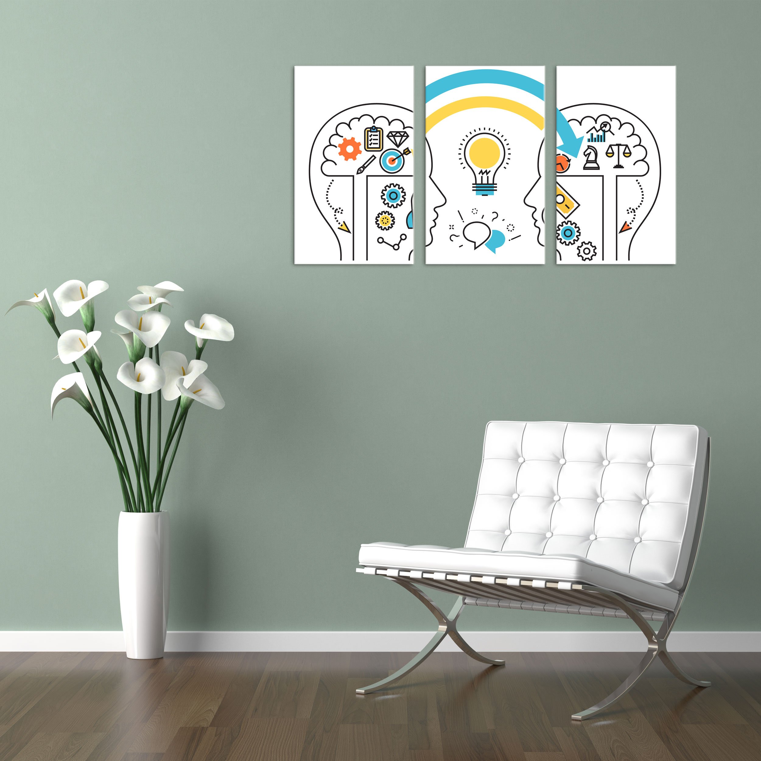 Quadro su Tela Canvas - INTELAIATO - Pronto da Appendere - Motivazionale creatività - Idee Idea Psicologia - Marketing - 100x50cm (cod.2429)