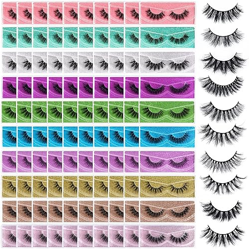 Miniatura 24 de FARRED - Pestañas postizas esponjosas, dramáticas, a granel, mix de 10 estilos, paquete de 50 pares, en cajas individuales, 10-18mm de volumen,