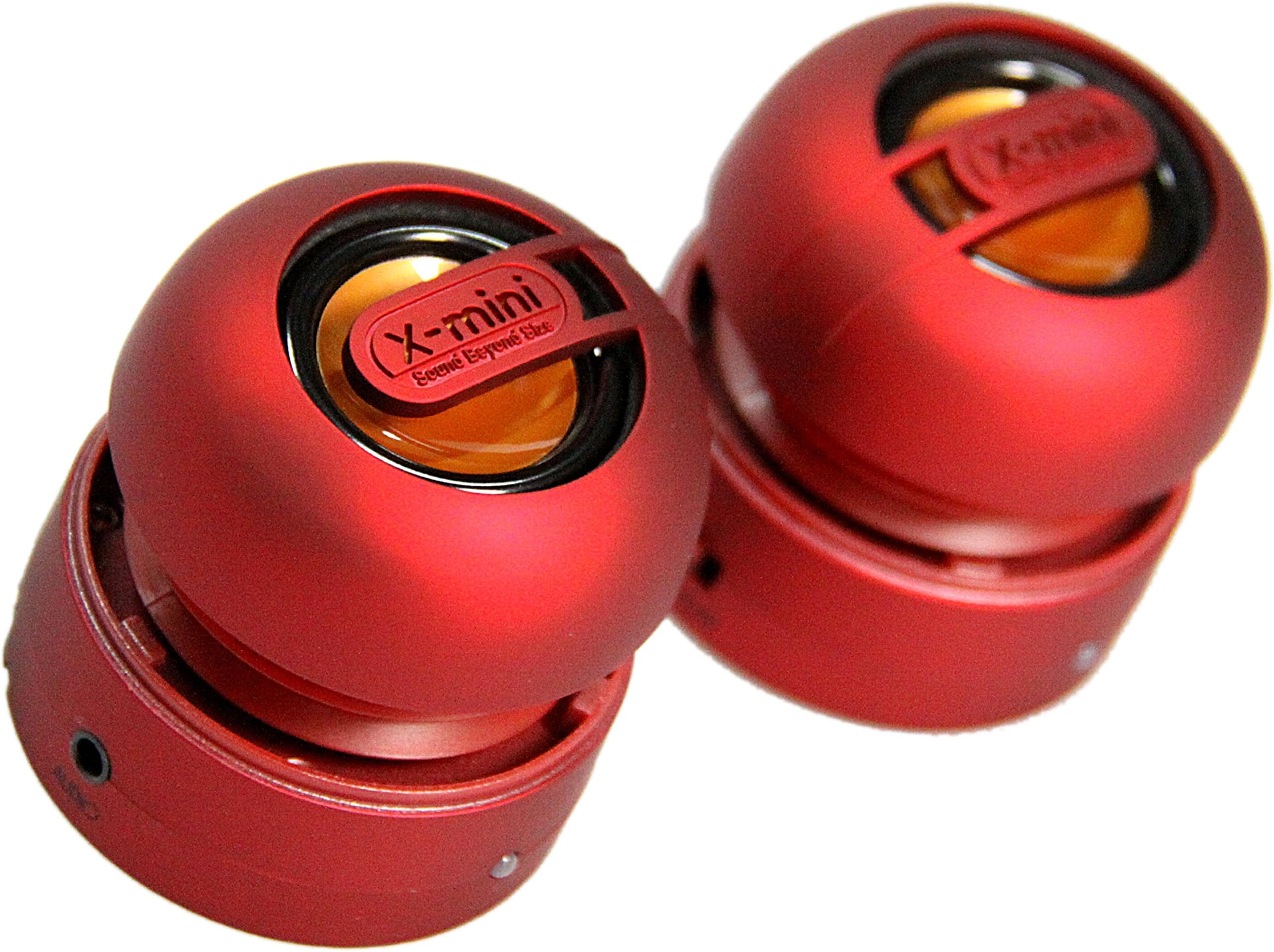 XMI X-Mini Max Duo Portable Mini Speakers with 3.5mm Jack Compatible with iPhone/iPad/iPod/Smartphones/Tablets/MP3 Player/Laptop - Red
