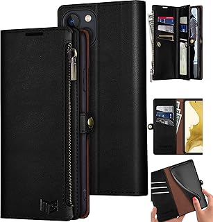 SUANPOT for iPhone 14 6.1 inch Wallet case ã€RFID Blockingã€‘ã€9 Card Slotã€‘ã€Pocketã€‘,Credit Card Holder Flip Folio Book PU Leather Protective Cover Women Men for Apple 14 Phone case Black