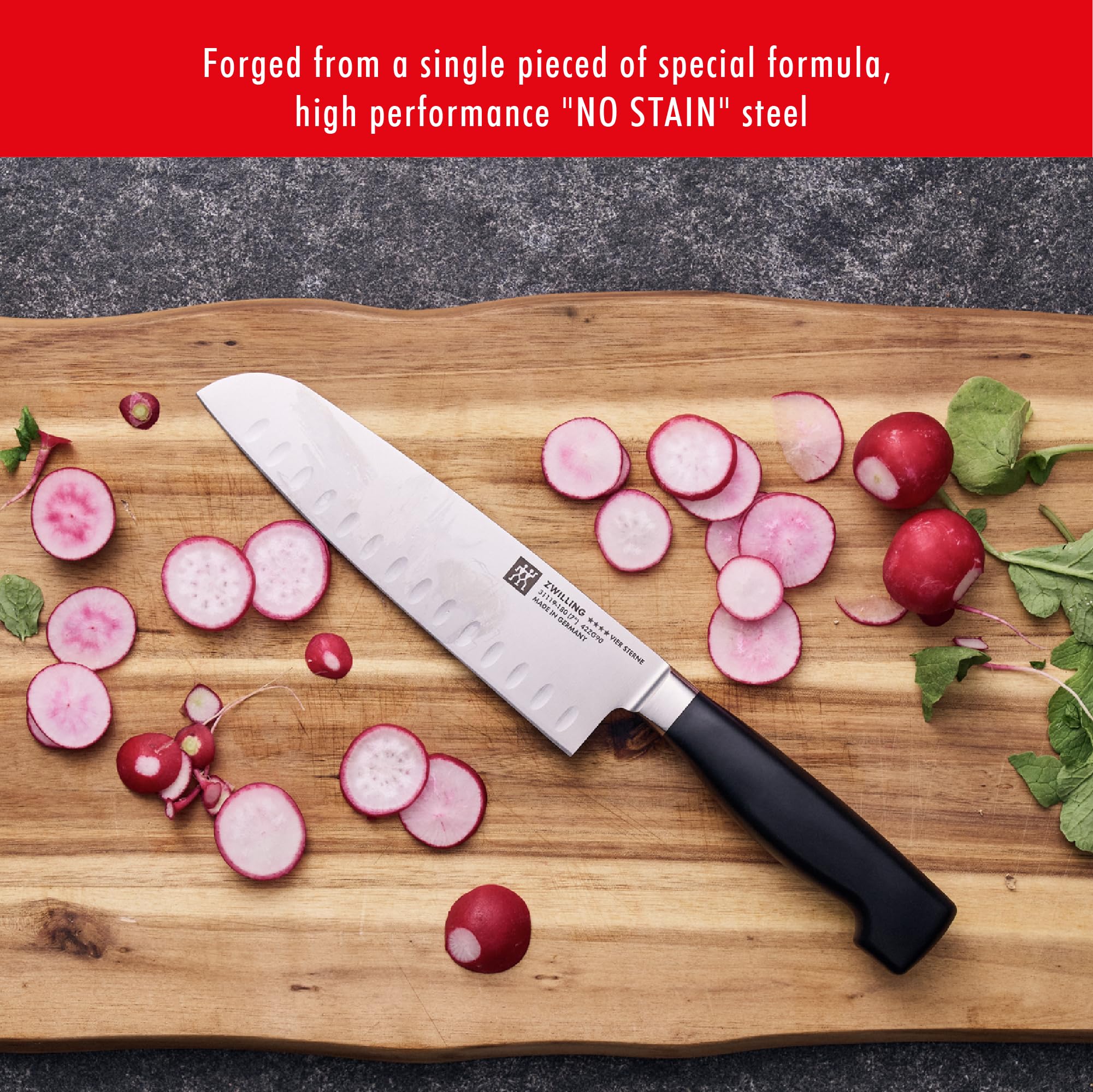 ZWILLING Four Star 7-inch Santoku Knife with Ice-Hardened Blade