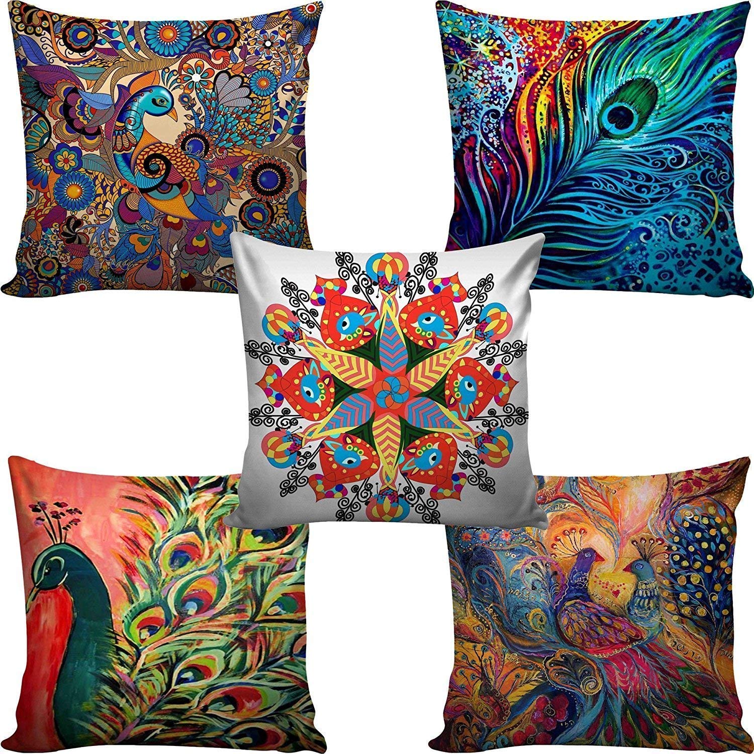 AEROHAVEN Decorative Hand Made Digitally Printed Abstract 5 Piece Cotton Cushion Cover - 16" X 16", Multicolour, 175 TC (B07CZQ6GRM) Amazon Price History, Amazon Price Tracker