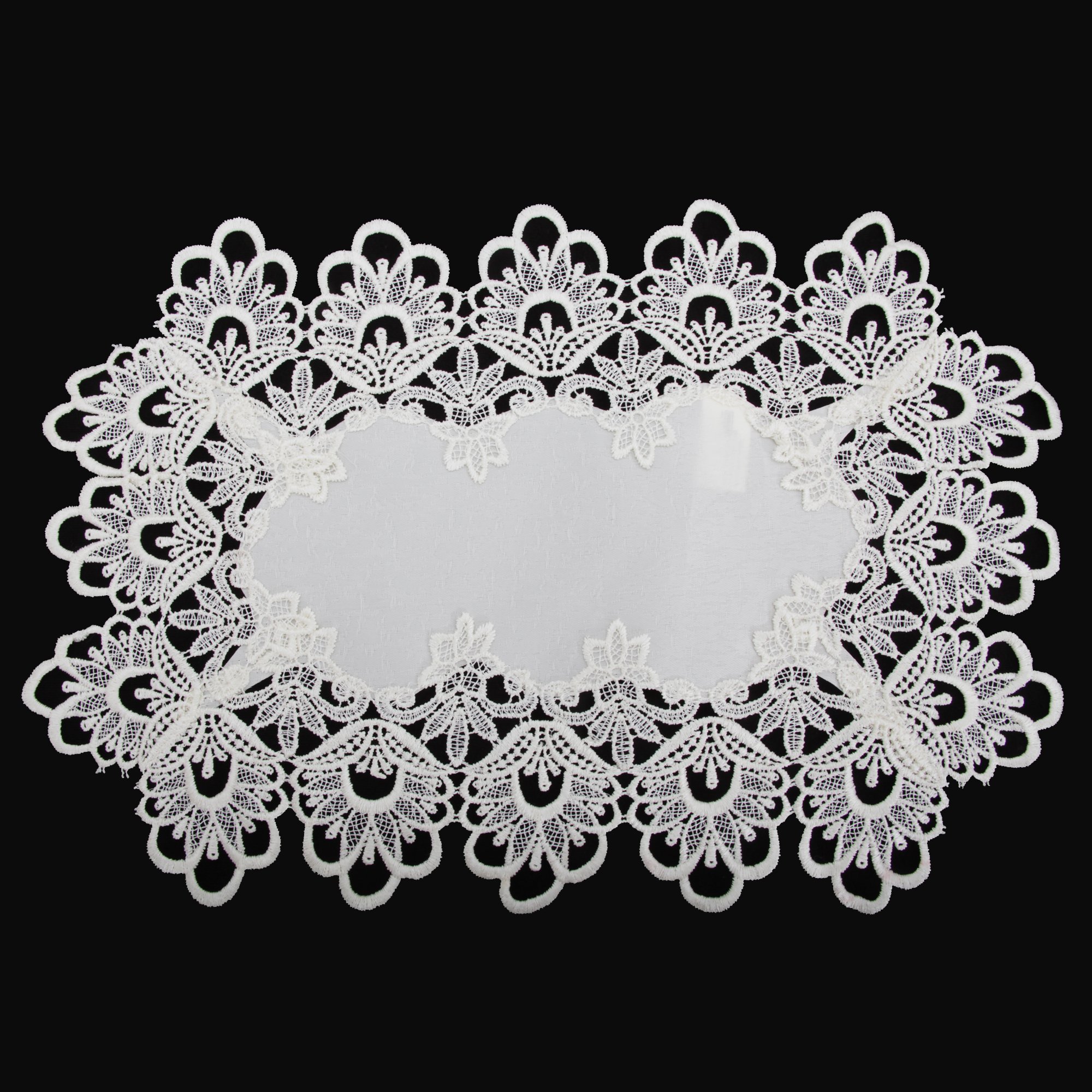 Emma Barclay Cream Lucinda Embroidered Tray Cloth In - 12X18 (30X46cm)