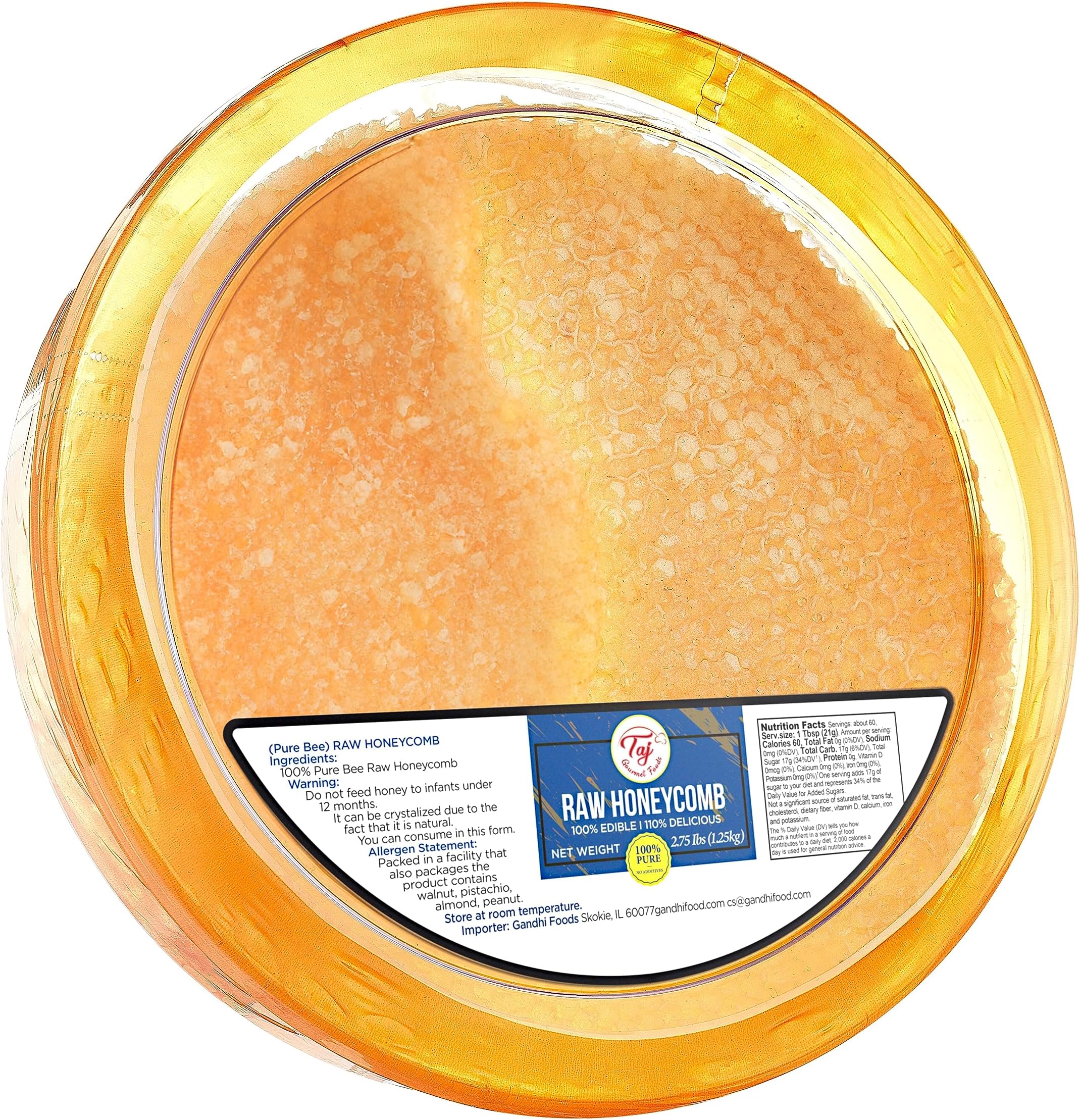 TAJ Natural Raw Honeycomb Turkish Honey Comb, 1.25kg (2.75lbs)