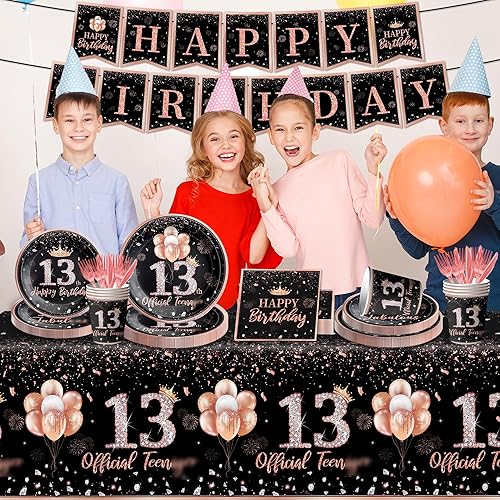 Miniatura 8 de 142 piezas de vajilla de 30 cumpleaños para mujer, suministros de fiesta de cumpleaños de 30 años de color oro rosa para ella, mantel desechable,