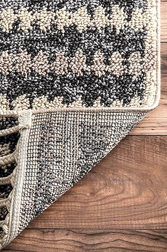 Miniatura 5 de nuLOOM Sophia - Alfombra a rayas con borlas, 4 x 6, color gris