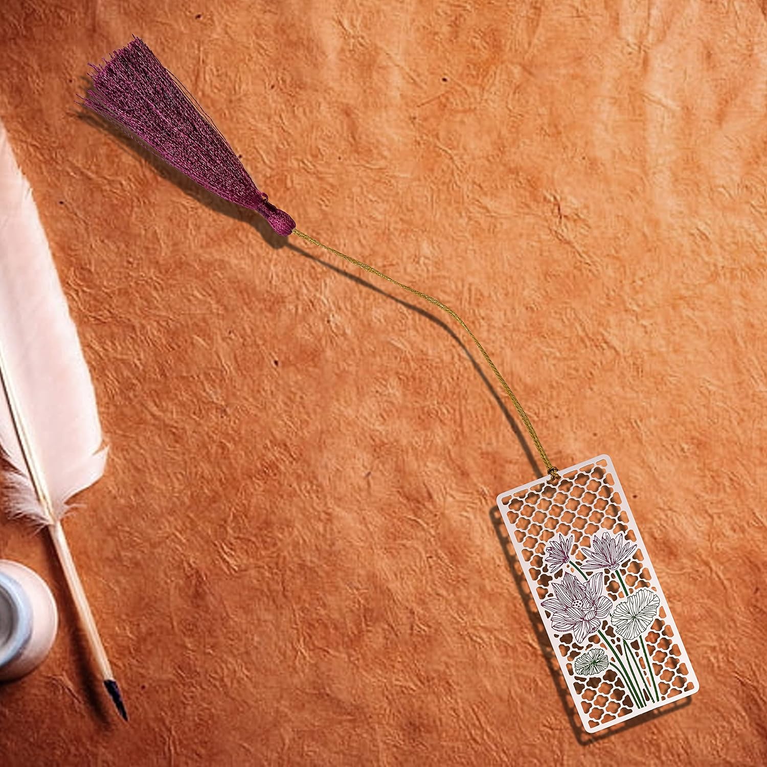 Artivoke Flower Cutwork Bookmark in Brass Metal, Premium Design, Silver