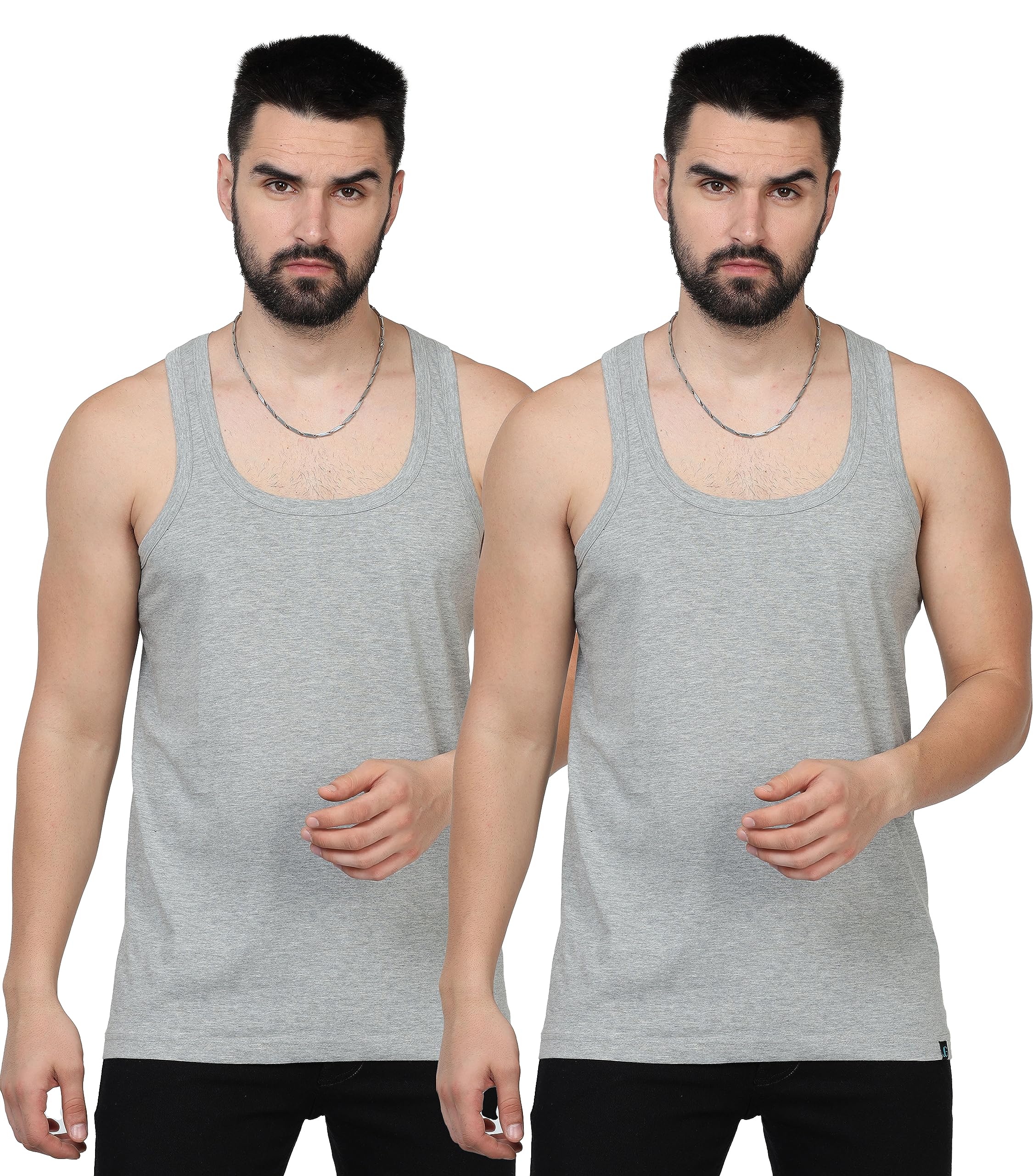 juari be a gentleman Cotton, Regular Fit, Sleeveless, Round Neck High Moisture Absorbing Combed Vest for Men (Pack of 2)-picture-39