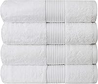 Bumble Towels Oversized Bath Sheets 650 GSM 34x56 Inch 4 Pack White - Hotel Quality Soft Absorbent Cotton